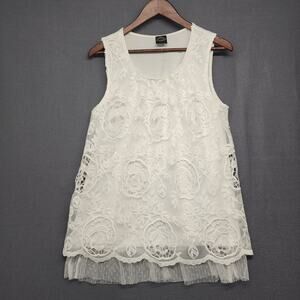 Calstyle Tank Top Womens Large White Lace Boho Festival Cottage